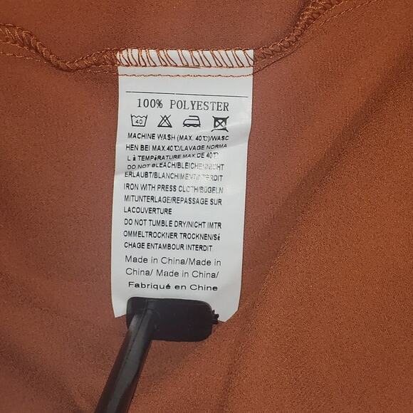 Hotouch Womens Large Rust  Swing Dress Ruffle Sleeves Crochet V-Neck Lined - Picture 11 of 11